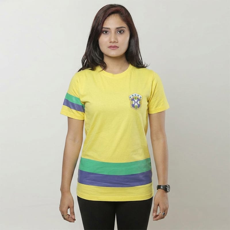 Picture of Brazil T-Shirt for Women | Stylish Casual Graphic Tee | Soft & Breathable Cotton Blend | Trendy Printed Ladies T-Shirt | Comfortable Everyday Wear | Fashionable Round Neck Top | Lightweight Summer Outfit | Modern Women's Clothing-Yellow