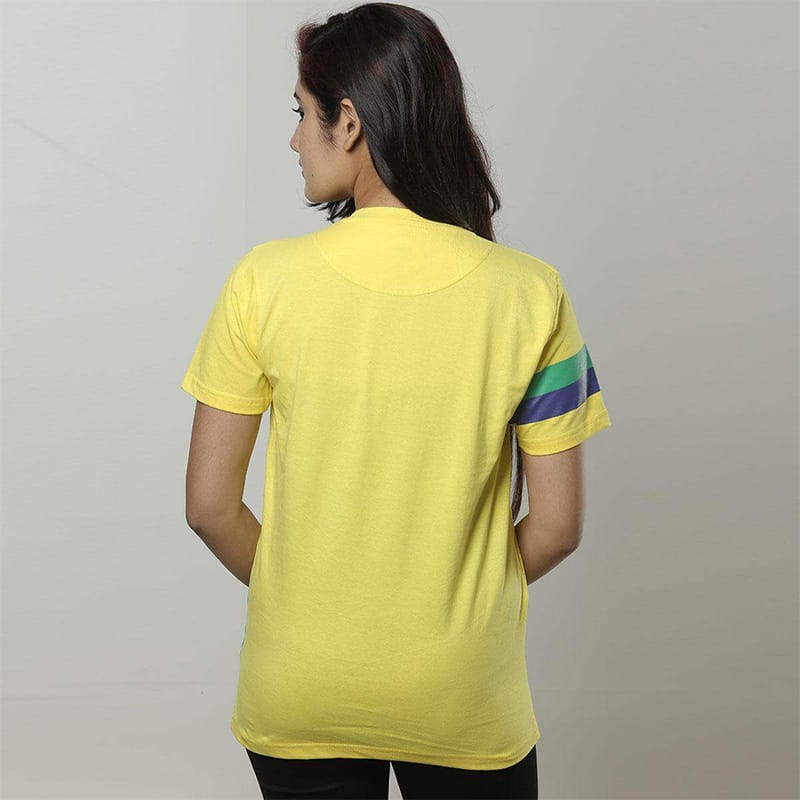 Picture of Brazil T-Shirt for Women | Stylish Casual Graphic Tee | Soft & Breathable Cotton Blend | Trendy Printed Ladies T-Shirt | Comfortable Everyday Wear | Fashionable Round Neck Top | Lightweight Summer Outfit | Modern Women's Clothing-Yellow