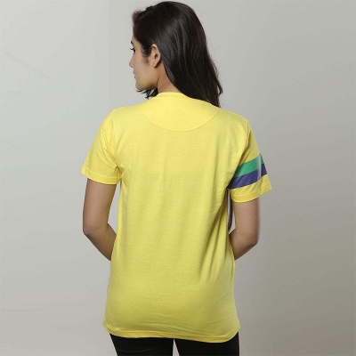 Picture of Brazil T-Shirt for Women | Stylish Casual Graphic Tee | Soft & Breathable Cotton Blend | Trendy Printed Ladies T-Shirt | Comfortable Everyday Wear | Fashionable Round Neck Top | Lightweight Summer Outfit | Modern Women's Clothing-Yellow