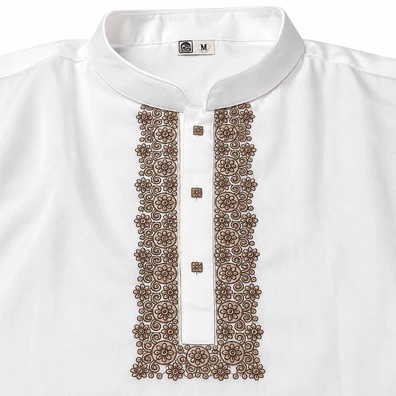 Picture of Elegant White Punjabi with Contrast Detailing | Premium Traditional Wear for Men, Stylish Wedding & Festive Outfit