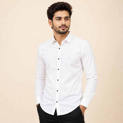 Picture of White Shirt for Men | Classic Casual Cotton Button-Down Dress Shirt, Stylish Monochrome Long Sleeve, Slim Fit, Comfortable Everyday Wear, Office, Party & Formal Fashion – Timeless Black White Shirt
