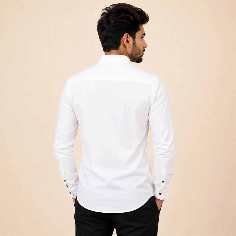 Picture of White Shirt for Men | Classic Casual Cotton Button-Down Dress Shirt, Stylish Monochrome Long Sleeve, Slim Fit, Comfortable Everyday Wear, Office, Party & Formal Fashion – Timeless Black White Shirt