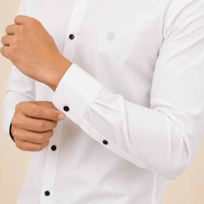 Picture of White Shirt for Men | Classic Casual Cotton Button-Down Dress Shirt, Stylish Monochrome Long Sleeve, Slim Fit, Comfortable Everyday Wear, Office, Party & Formal Fashion – Timeless Black White Shirt