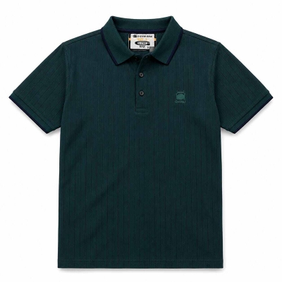 Picture of Men’s Contrast Polo Shirt – Stylish Color Block Short Sleeve Polo, Casual Slim Fit Golf Shirt, Breathable Cotton Blend Top-Deep Teal Green