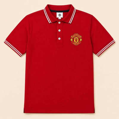 Picture of Men’s Contrast Polo Shirt – Stylish Short Sleeve Color Block Polo, Casual Golf Shirt, Breathable Cotton Blend Shirt for Everyday Wear-Red