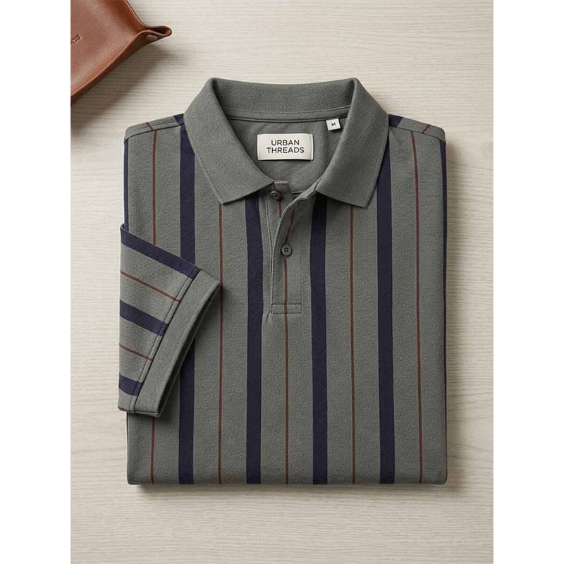 Picture of Contrast Polo Shirt for Men – Stylish Two-Tone Short Sleeve Casual Polo, Slim Fit Golf & Everyday Wear Shirt-Dark Gray(Int:XL)