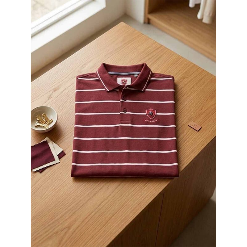 Picture of Men’s Contrast Polo Shirt – Stylish Short Sleeve Casual Golf Shirt, Breathable Cotton Blend, Classic Collared T-Shirt for Sports & Everyday Wear-Maroon(Int:L)