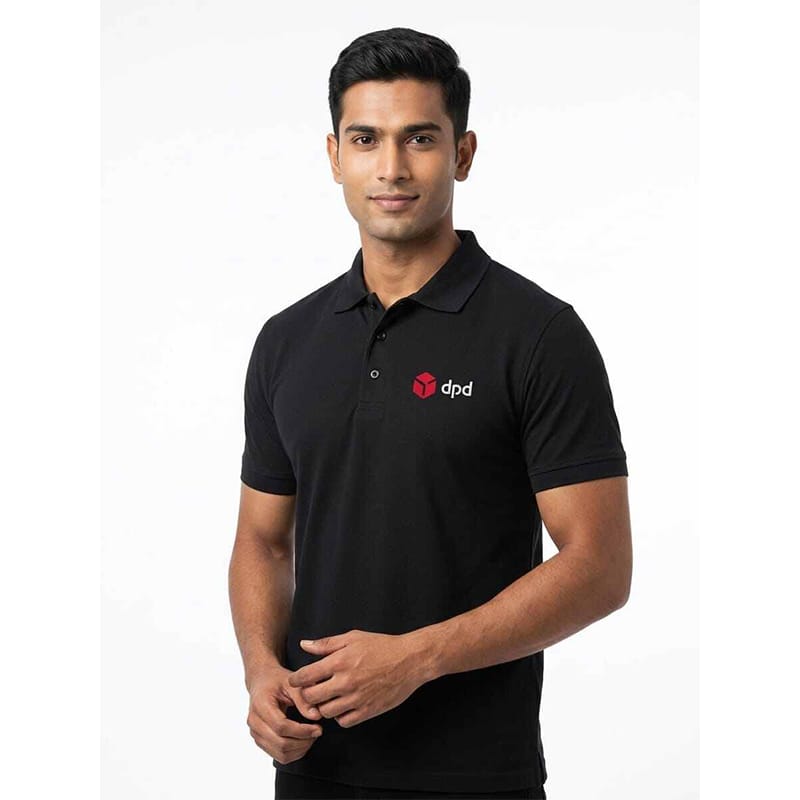 Picture of Black Contrast Polo Shirt for Men – Stylish Short Sleeve Casual Golf Polo, Premium Classic Fit Shirt for Everyday Wear(Int:XL)