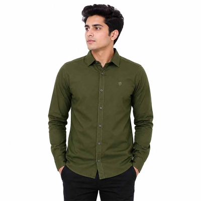 Picture of Olive Green Contrast Shirt for Men – Premium Cotton Casual Button Down Shirt with Stylish Contrast Detailing, Modern Fit, Full Sleeve Fashion Wear for Office, Party & Everyday Look