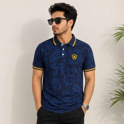 Picture of Men’s Contrast Polo Shirt – Stylish Short Sleeve Casual Golf Polo, Two-Tone Color Block Collared Shirt, Breathable Slim Fit Sportswear for Golf, Outdoor, Casual & Everyday Wear-Dark blue