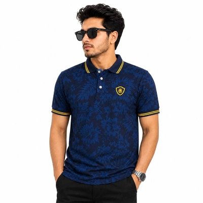 Picture of Men’s Contrast Polo Shirt – Stylish Short Sleeve Casual Golf Polo, Two-Tone Color Block Collared Shirt, Breathable Slim Fit Sportswear for Golf, Outdoor, Casual & Everyday Wear-Dark blue