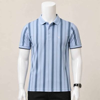Picture of Sky Polo Shirt Contrast | Stylish Men’s Casual Polo Shirt with Contrast Collar & Cuffs | Comfortable Everyday Wear(Int:L)