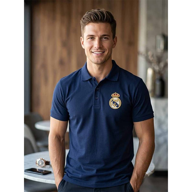 Picture of Men’s Black Polo Shirt with Contrast Collar & Cuffs – Stylish Short Sleeve Casual Golf Shirt, Slim Fit, Comfortable Everyday Wear-Blue