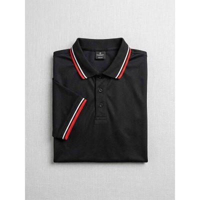 Picture of Men’s Black Contrast Polo Shirt – Stylish Short Sleeve Casual Golf Shirt with Contrast Collar & Cuffs, Smart Everyday Wear-Black(Int:L)