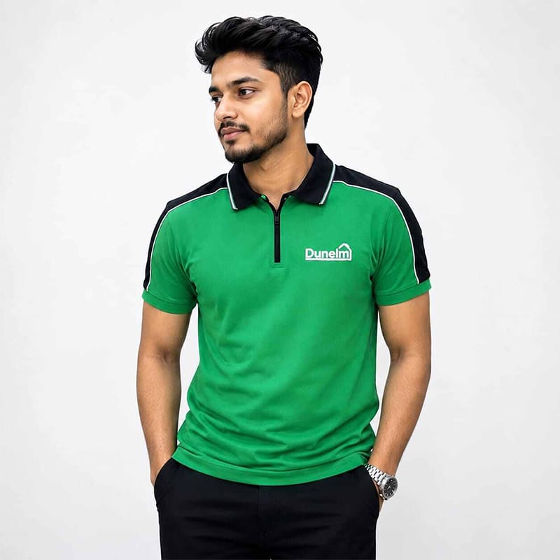 Picture of Contrast polo shirt for men, featuring a stylish two-tone design, comfortable fit, and versatile casual look for everyday wear, work, or outings.-Green(Int:M)