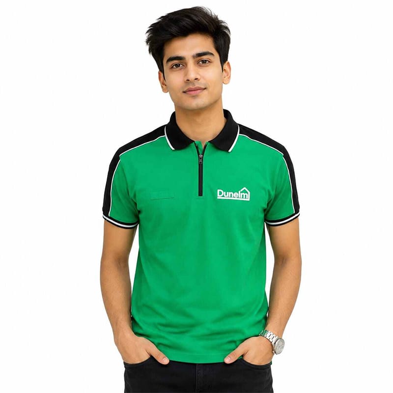 Picture of Contrast polo shirt for men, featuring a stylish two-tone design, comfortable fit, and versatile casual look for everyday wear, work, or outings.-Green(Int:M)