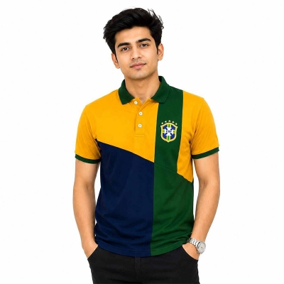 Picture of Contrast Polo Shirt for Men – Stylish Two-Tone Casual Golf Shirt with Color Block Design, Short Sleeve, Comfortable Fit-Multicolor(Int:L)