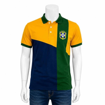 Picture of Contrast Polo Shirt for Men – Stylish Two-Tone Casual Golf Shirt with Color Block Design, Short Sleeve, Comfortable Fit-Multicolor(Int:L)