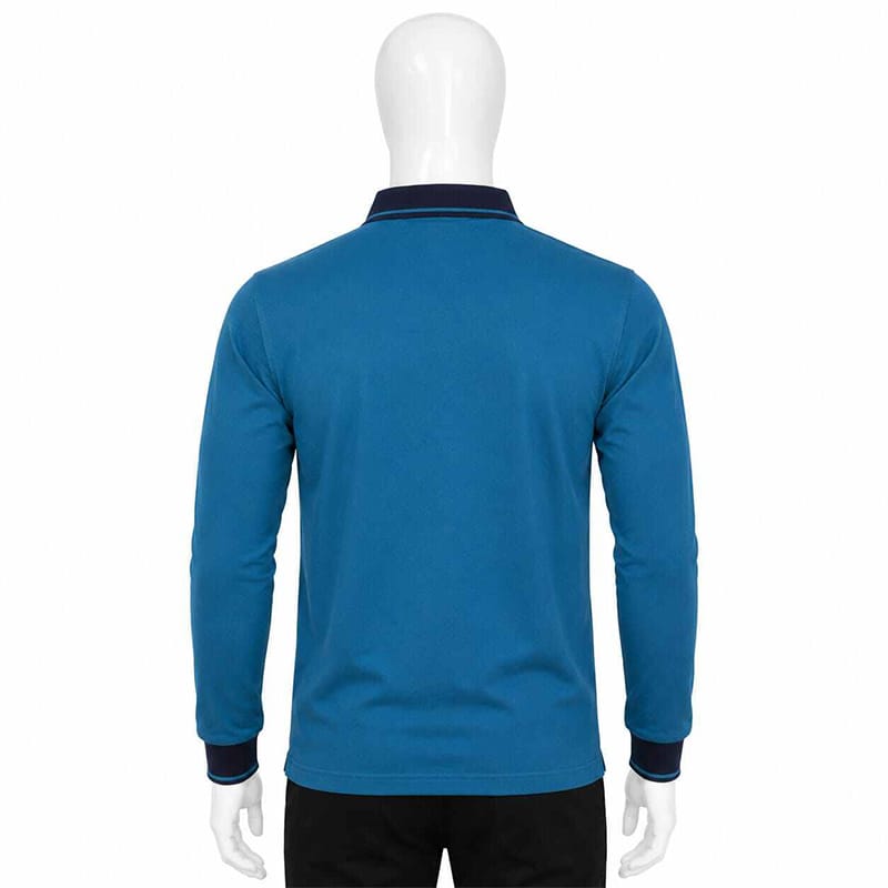 Picture of Men’s Contrast Polo Shirt – Stylish Color Block Short Sleeve Casual Golf Shirt, Breathable Cotton Blend, Modern Fit for Everyday Wear-Blue