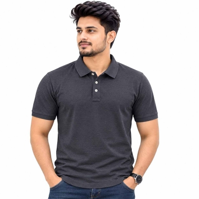 Picture of Men's Contrast Polo Shirt – Stylish Short Sleeve Casual Golf Shirt, Slim Fit Collared T-Shirt, Comfortable Everyday Wear-ASH