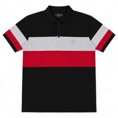 Picture of Men’s Contrast Polo Shirt – Stylish Short Sleeve Casual Golf Shirt, Classic Two-Tone Design, Comfortable Breathable Fabric, Modern Slim Fit for Everyday Wear, Sports, Work & Outdoor Activities-Multicolor(Int:L)