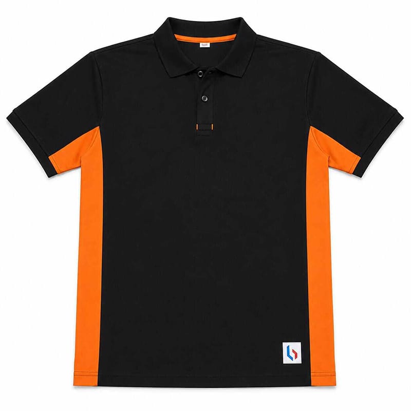 Picture of Contrast Polo Shirt for Men – Stylish Two Tone Polo, Casual Golf Shirt, Short Sleeve Collared Top, Classic Color Block Design-Black