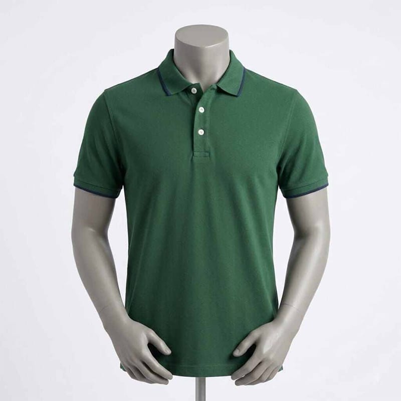 Picture of Men's Contrast Polo Shirt – Stylish Two-Tone Short Sleeve Golf Shirt, Casual Slim Fit Collared T-Shirt, Breathable Sportswear for Golf, Travel, Work & Everyday Wear-Green