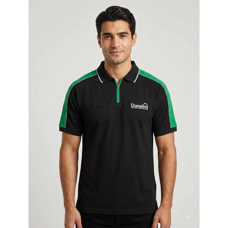 Picture of Contrast Polo Shirt for Men – Stylish Short Sleeve Casual Golf Shirt, Classic Collared T-Shirt for Everyday Wear-Black(Int:M)