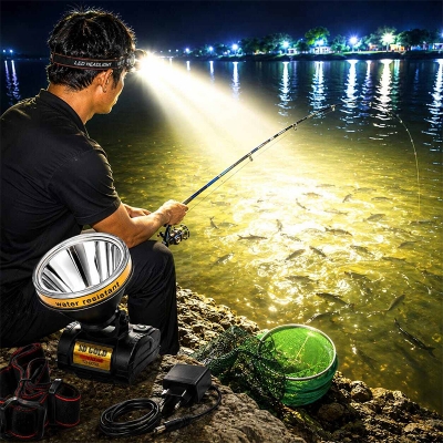 Picture of SD Gold SD-605BL Rechargeable LED Headlamp Wide Reflector Water Resistant Head Torch with AC Charger-8 CM - Light