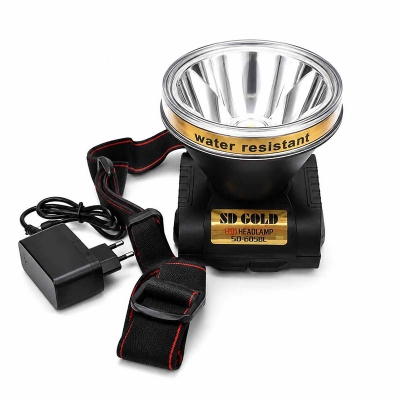 Picture of SD Gold SD-605BL Rechargeable LED Headlamp Wide Reflector Water Resistant Head Torch with AC Charger-8 CM - Light