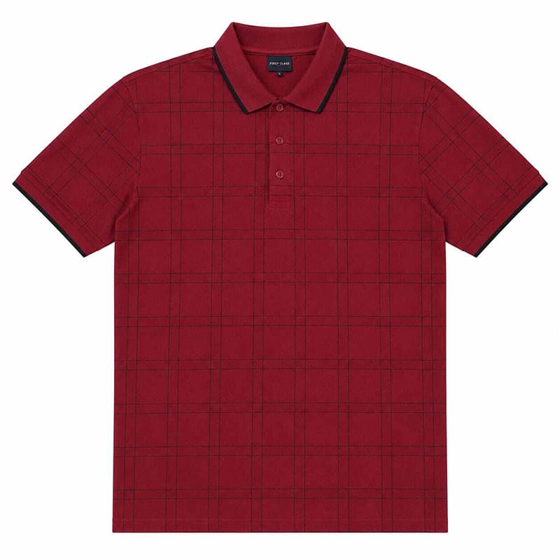 Picture of Contrast Polo Shirt for Men – Stylish Color Block Design, Premium Casual Golf Shirt, Comfortable Fit for Everyday Wear-Red and Black
