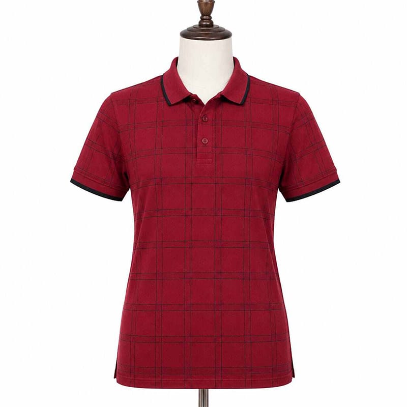 Picture of Contrast Polo Shirt for Men – Stylish Color Block Design, Premium Casual Golf Shirt, Comfortable Fit for Everyday Wear-Red and Black