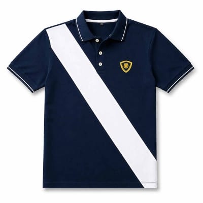 Picture of Contrast Polo Shirt for Men – Stylish Color Block Short Sleeve Casual Golf & Everyday Wear Shirt-Blue white