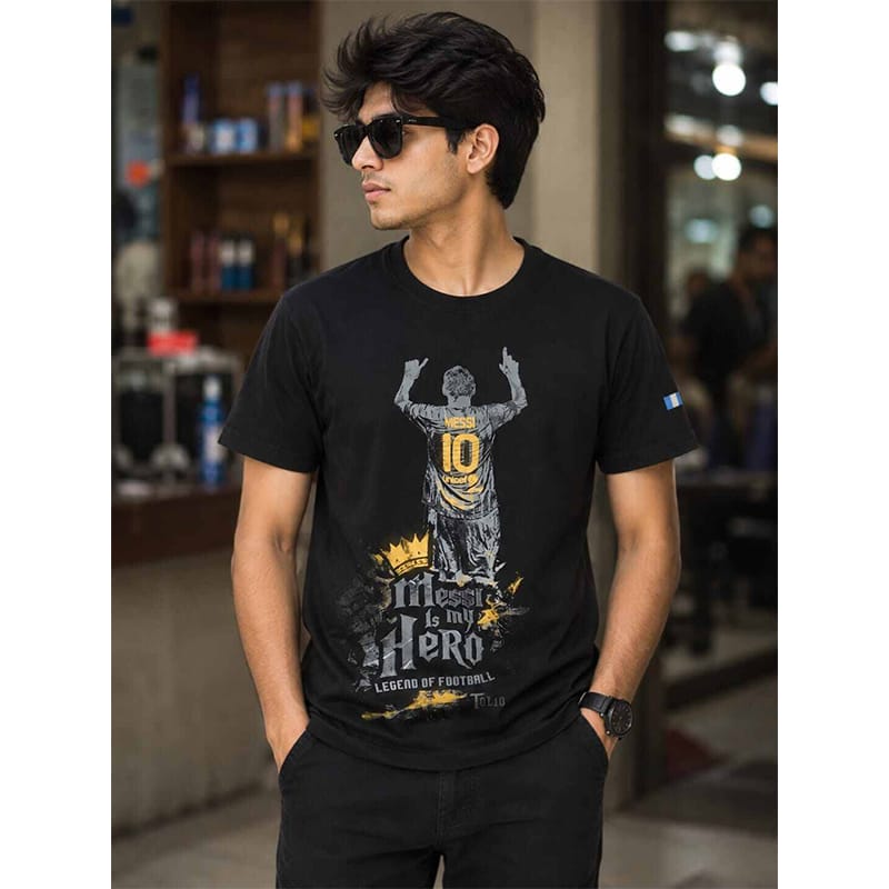 Picture of Stylish contrast t-shirt featuring bold colors, a modern fit, and premium comfort. Perfect for casual wear, streetwear, everyday outfits, and trendy looks.-Black