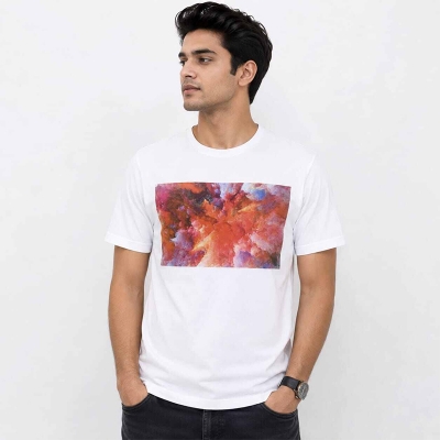 Picture of Contrast T-Shirt for Men & Women | Stylish Color Block Tee, Casual Streetwear Shirt, Modern Graphic Top for Everyday Wear-Multicolor(Int:M)