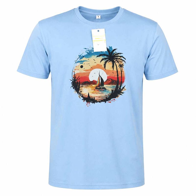 Picture of Contrast T-Shirt for Men and Women, Stylish Color Block Tee, Casual Graphic Shirt, Trendy Streetwear Top, Unisex Fashion Apparel-Sky
