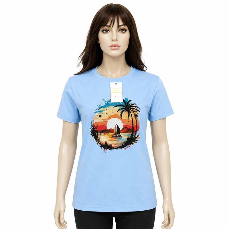 Picture of Contrast T-Shirt for Men and Women, Stylish Color Block Tee, Casual Graphic Shirt, Trendy Streetwear Top, Unisex Fashion Apparel-Sky