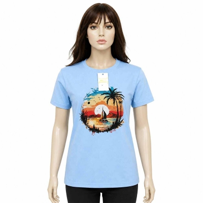 Picture of Contrast T-Shirt for Men and Women, Stylish Color Block Tee, Casual Graphic Shirt, Trendy Streetwear Top, Unisex Fashion Apparel-Sky