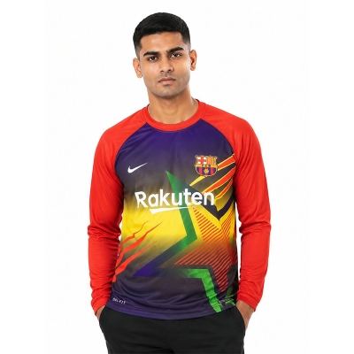 Picture of Full Sleeve Contrast T-Shirt for Men – Stylish Color Block Design, Premium Casual Wear, Trendy Streetwear Fashion Top-Multicolor