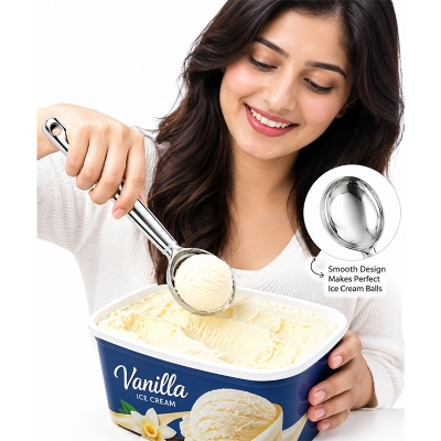 Picture of Ice Cream Scoop – Premium Stainless Steel Cookie and Ice Cream Scoop with Trigger Release, Ergonomic Handle, Durable Design for Perfectly Shaped Scoops, Kitchen, Dessert & Baking Use-Multicolor