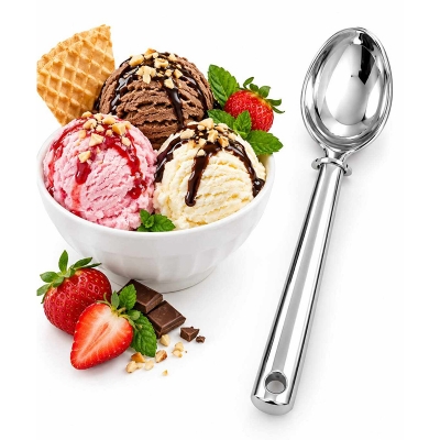 Picture of Ice Cream Scoop – Premium Stainless Steel Cookie and Ice Cream Scoop with Trigger Release, Ergonomic Handle, Durable Design for Perfectly Shaped Scoops, Kitchen, Dessert & Baking Use-Multicolor