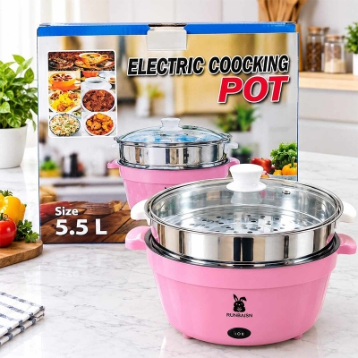 Picture of Electric Cooking Pot – Multifunctional Electric Hot Pot with Nonstick Interior, Fast Heating, Adjustable Temperature Control, Portable Kitchen Cooker for Boiling, Frying, Steaming & More-Multicolor