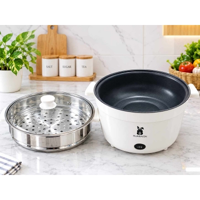Picture of Electric Cooking Pot – Multifunctional Electric Hot Pot with Nonstick Interior, Fast Heating, Adjustable Temperature Control, Portable Kitchen Cooker for Boiling, Frying, Steaming & More-Multicolor