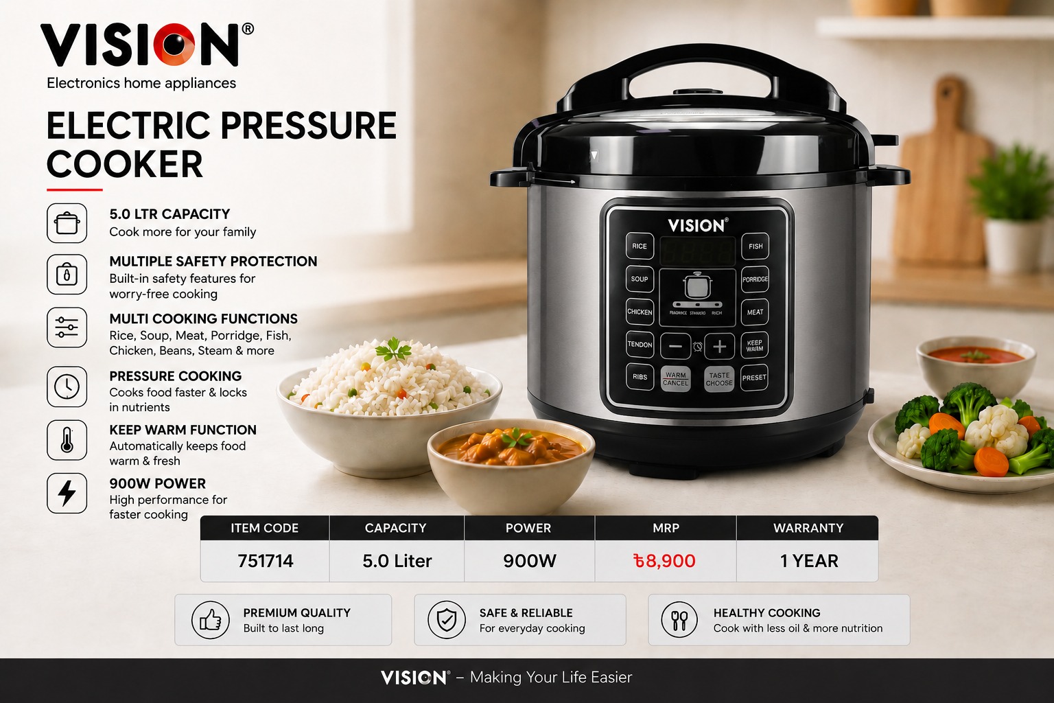 Picture of Vision Electric Pressure Cooker 5.0 L- Meal Master