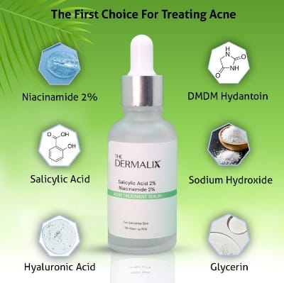 Picture of The Dermalix Salicylic Acid 2% + Niacinamide 2% Acne Treatment Serum 30ml