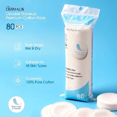 Picture of The Dermalix Premium Cotton Pads 80Pcs - White