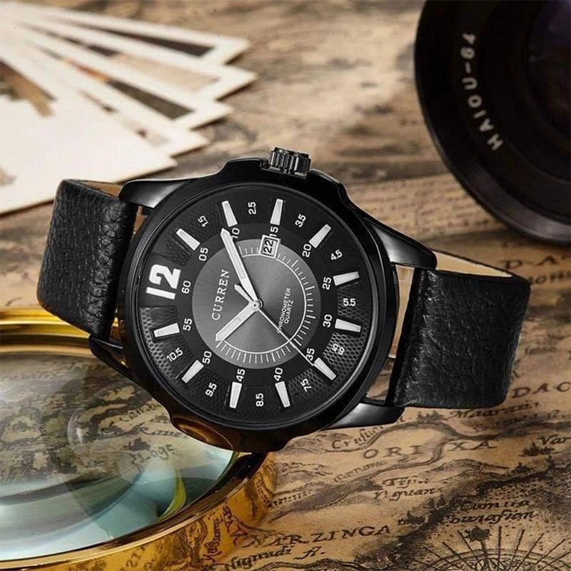 Picture of Artificial Leather Analog Watch for Men-Size-One Size, Black
