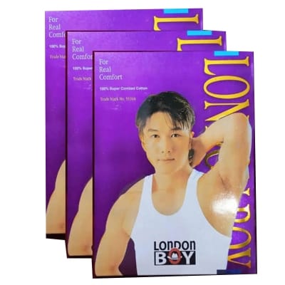 Picture of 3 Pack London boy Standard quality Sando Genji-Clothing Size-M, White
