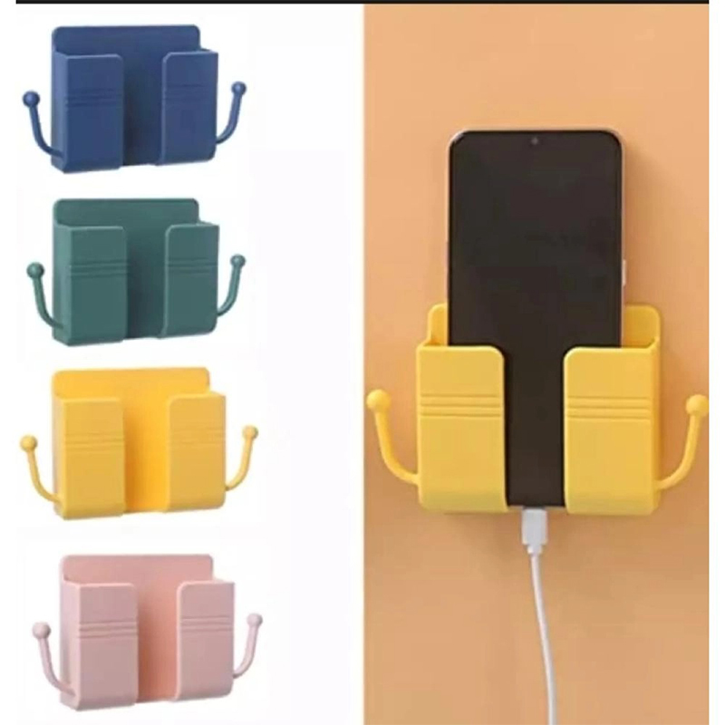 Picture of Mobile Phone Charging Hanging Holder Multifunction Wall Mounted Plug Bracket Remote Control Mounted Storage Box-Multicolor