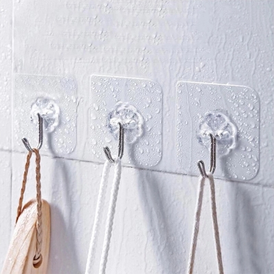 Picture of 10 pcs Adhesive Hooks Heavy Duty Wall Hooks 12 kg (Max) Self Adhesive Hook-Multicolor